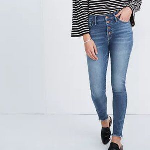 MADEWELL 10" High-Rise Raw Hem Jeans Button Front